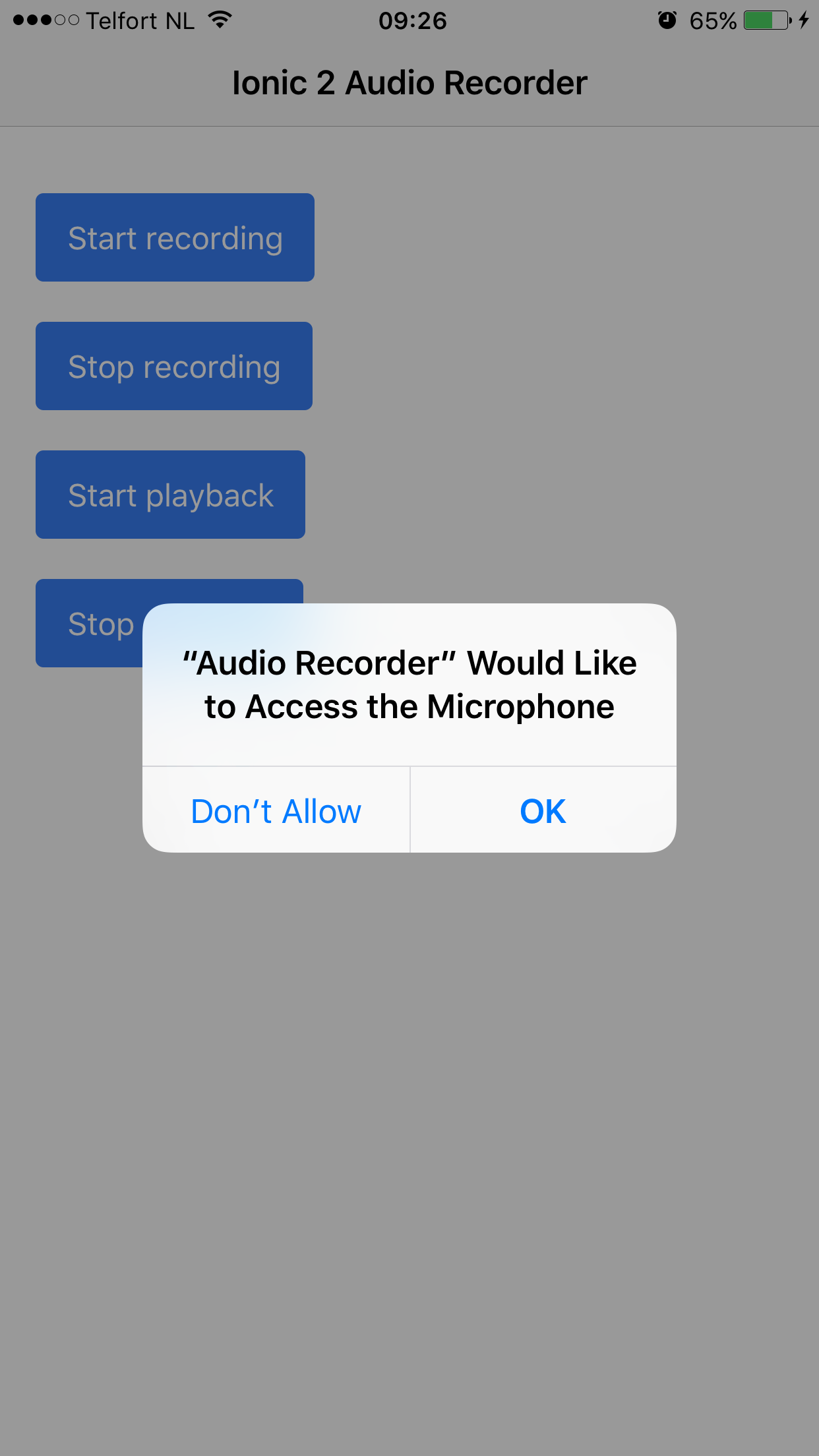 Request microphone access on iPhone